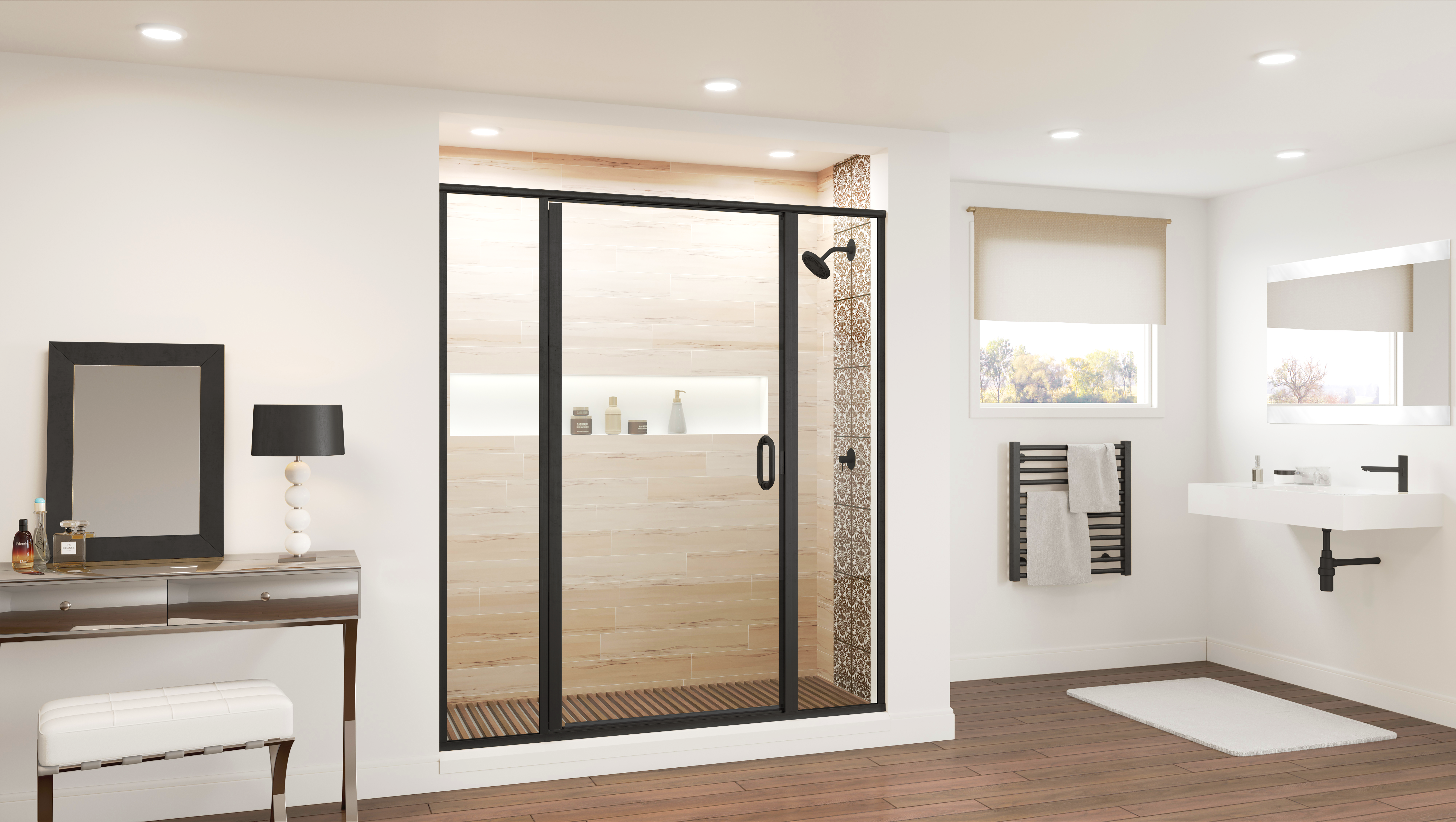 Infinity Semi-Frameless 1/4-inch Glass Panel Swing Door Panel